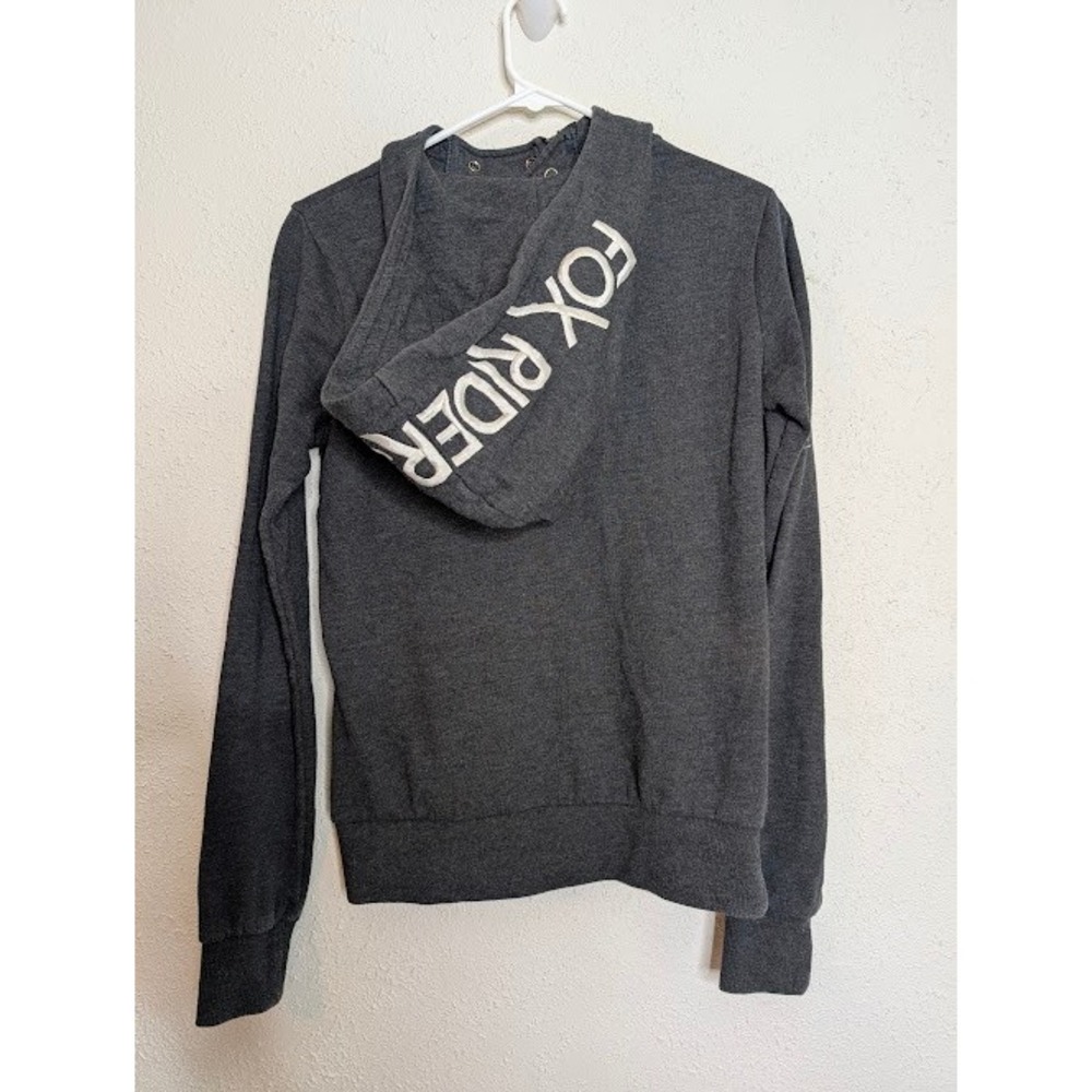 Fox Racing Hoodie Womens Small Gray Spell out Hooded‎ Sweatshirt Pullover Fleece